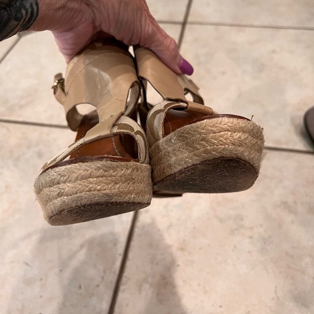 Coach Mendez Tan Beige Platform Wedge Sandals Siz… - image 6